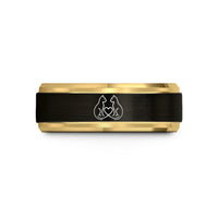 unique present for wife – black & gold tungsten cat tails wedding band