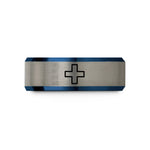 tungsten wedding rings men – blue & grey tungsten cation icon wedding band
