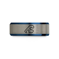 presents for couples anniversary – black & blue & gray tungsten brands hatch circuit wedding band