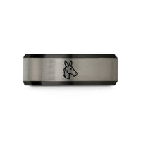tungsten wedding bands unisex – black & grey tungsten donkey wedding band