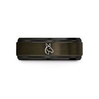 engraved rings for him – gunmetal & black tungsten donkey wedding band