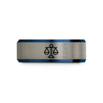 unique anniversary presents ideas – black & blue & grey tungsten libra wedding band