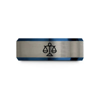 unique anniversary presents ideas – black & blue & grey tungsten libra wedding band