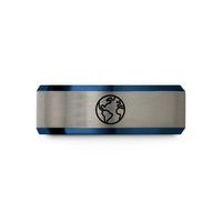 personalized anniversary presents online – blue & gray tungsten northern hemisphere wedding band