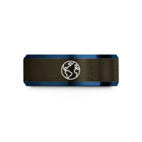unique womens wedding band – gunmetal & blue tungsten northern hemisphere wedding band