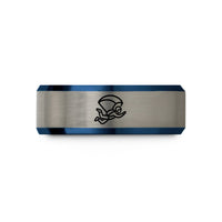 custom bands for couples – blue & gray tungsten skydiver freefall wedding band