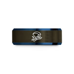 engraved rings for him – gunmetal & blue tungsten skydiver freefall wedding band