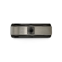 personalized wedding anniversary presents – black & silver tungsten vortex grid warp wedding band