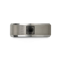 personalized wedding anniversary presents – black & silver tungsten vortex grid warp wedding band