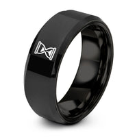 unique presents for her – black tungsten hourglass ring