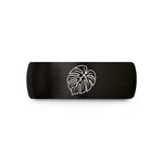 unique rings for women – black & gold tungsten monstera leaf wedding band