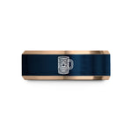 tungsten rings for women – rose gold & blue tungsten tiki mug wedding band