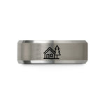 anniversary presents for couples – black & gray tungsten alpine cabin wedding band