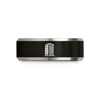 promise rings for her – black & gray tungsten condo tower wedding band