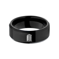 wedding bands for couples – black tungsten condo tower wedding band