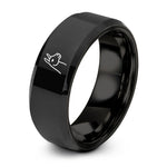 engraved rings for couples – black tungsten llama ring