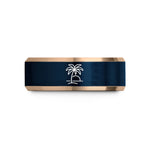 anniversary presents for couples – rose gold & blue tungsten palm tree sunset wedding band