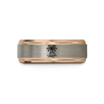matching bands for couples – rose gold tungsten palm tree sunset wedding band