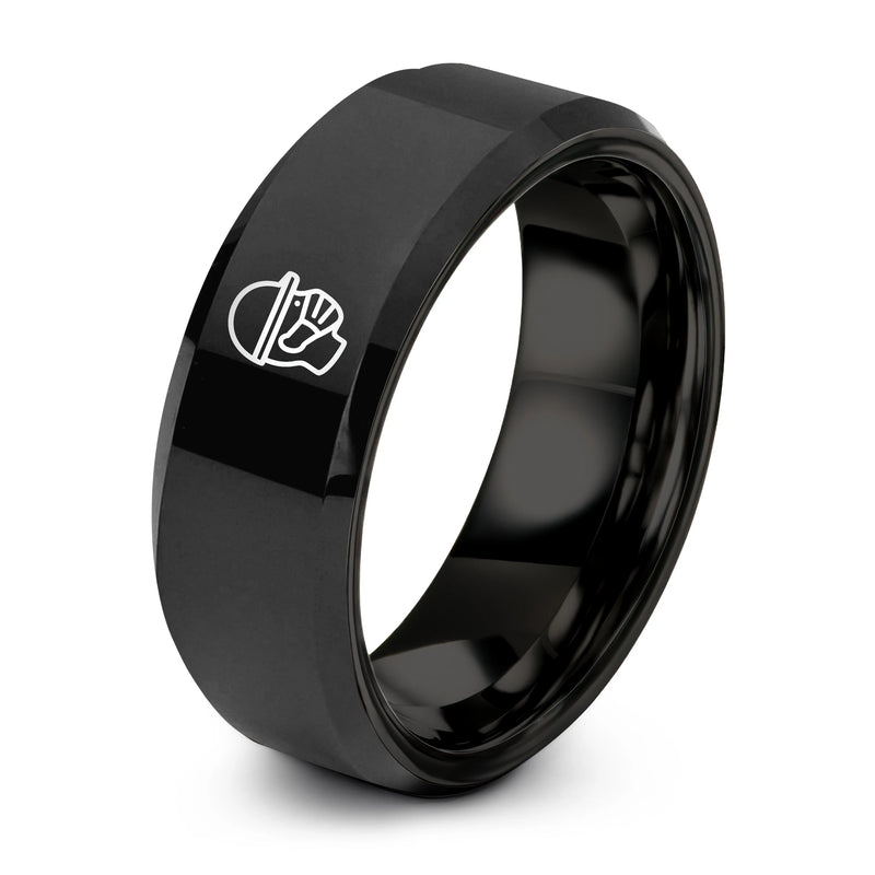 PPE Required – Tungsten Wedding Band, 8 mm, Black Comfort-Fit Unisex