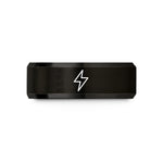 personalized rings for men – black tungsten bolt wedding band