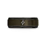 personalized rings for men – gunmetal & black tungsten bolt wedding band