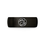 engraved rings for couples – black & rose gold tungsten mountains waves wedding band