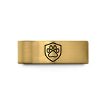 men's comfort fit bands – gold tungsten paw print badge wedding band