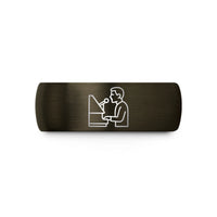 men's personalized ring – gunmetal & black tungsten singer mic wedding band
