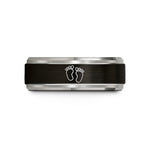 personalized rings for men – black & blue & grey tungsten boy footprints wedding band