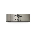 personalized rings for men – blue & grey tungsten boy footprints wedding band