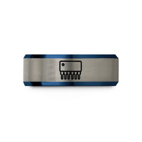 men's comfort fit ring – blue & grey tungsten dip 14 ic wedding band