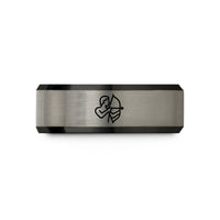 custom rings for couples – black & blue & gray tungsten sagittarius wedding band