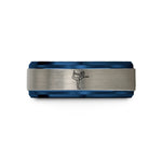 unisex promise rings – blue & silver tungsten dancer pose natarajasana wedding band