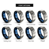 font options for inside engraving on black & blue & grey 3 blade propeller rings
