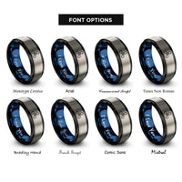 font options for inside engraving on black & blue & silver 3 blade propeller rings