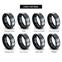 font options for inside engraving on black & blue & silver 3 blade propeller rings
