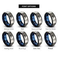 font options for inside engraving on black & blue & grey 3 blade propeller rings