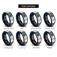 font options for inside engraving on black & blue & gray 3 blade propeller rings