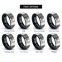font options for inside engraving on black & blue & grey 3 blade propeller rings
