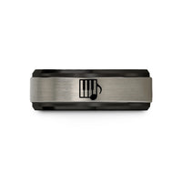 personalized rings for him – black & grey tungsten piano keys wedding band