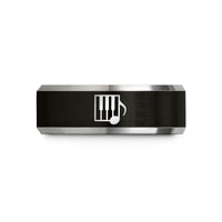 unique presents for him – black & gray tungsten piano keys wedding band