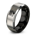 tungsten rings for men – black & gray tungsten piano keys ring