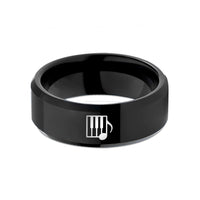 personalized rings for him – black tungsten piano keys wedding band