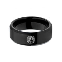 custom wedding rings men – black tungsten river meander contours wedding band