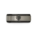 personalized anniversary present ideas – black & grey tungsten binary heart wedding band