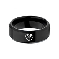 unique anniversary present ideas – black tungsten binary heart wedding band