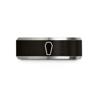 anniversary present ideas couples – black & silver tungsten coffin wedding band