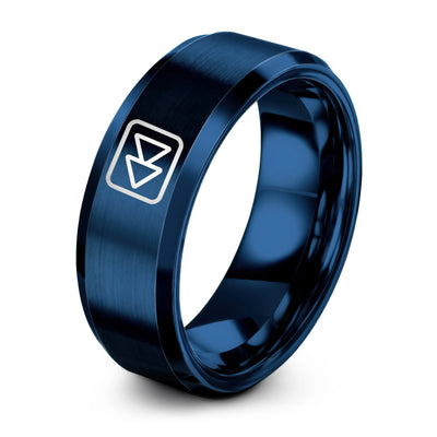 Rewind – Tungsten Wedding Band, 8 mm, Blue Comfort-Fit Unisex
