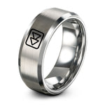 unique wedding bands men – gray tungsten rewind ring