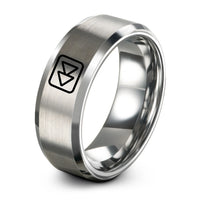 unique wedding bands men – gray tungsten rewind ring